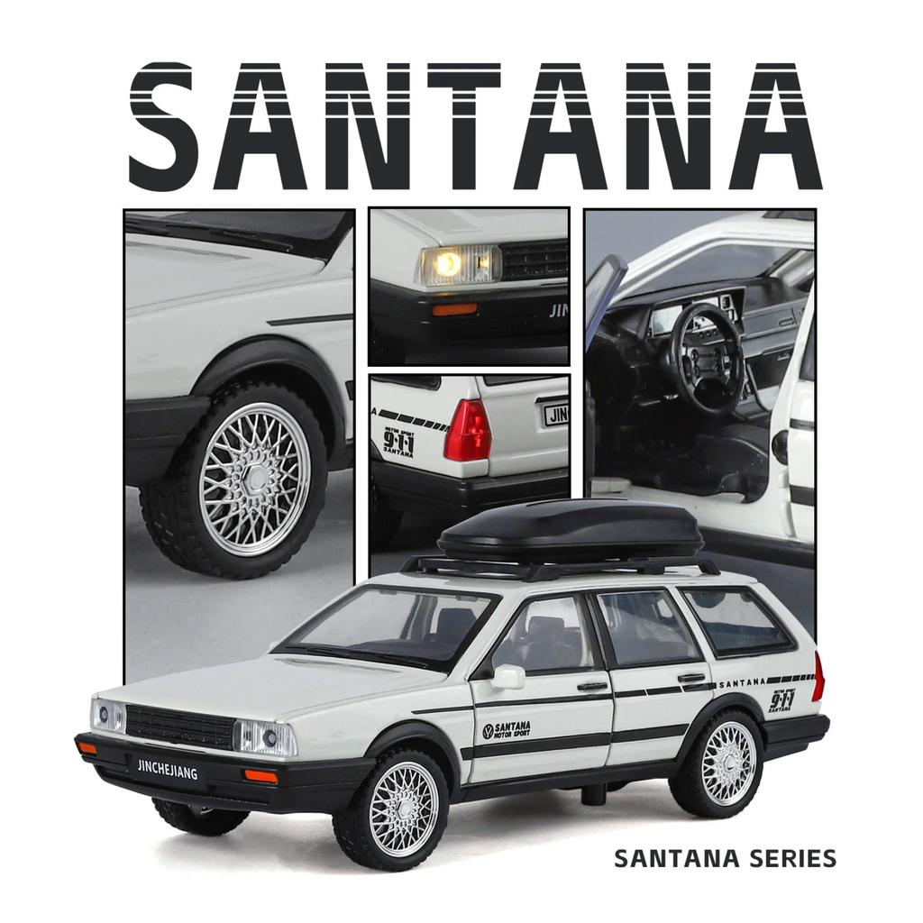 1/32 Volkswagen Santana Alloy Model Car, Cool Sound and Light, Strong Return, Exquisite Desktop Ornaments, Christmas Gifts