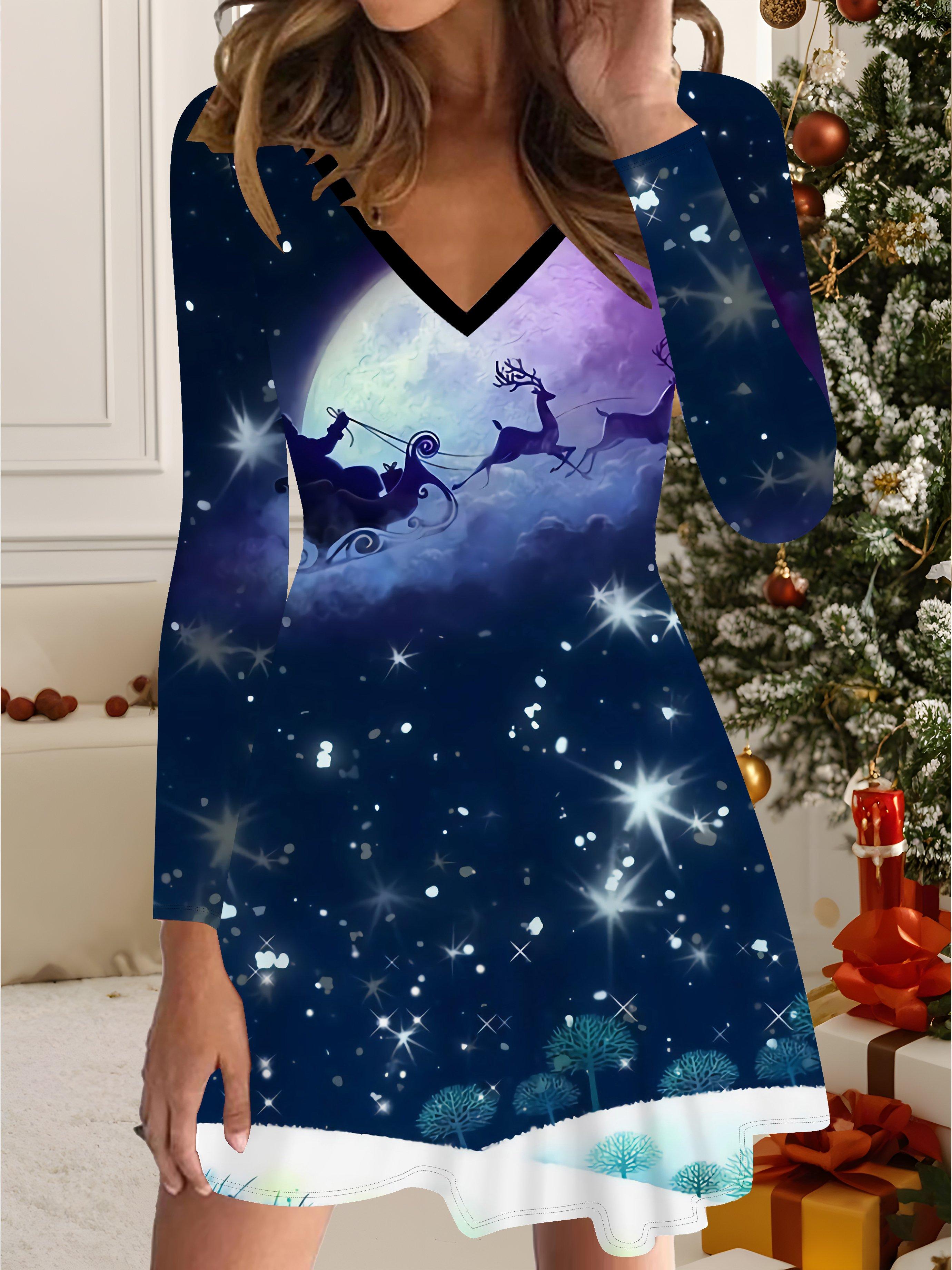 

Платье, напечатанное на 3D-принтере, эксклюзивная трендовая вещь для женщин на осень и зиму, рождественская коллекция 6XL синий