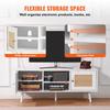 Rattan TV Stand, Boho TV Cabinet for 55 inch TV, Mid Century Modern TV Stand, Rattan TV Console with Adjustable Shelfs for Living Room, Media Room,