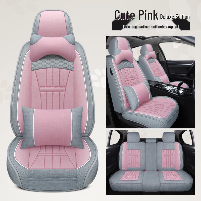 Universelles Leinen-Autositzkissen für Corolla, Civic, Sylphy & mehr - Vier Jahreszeiten