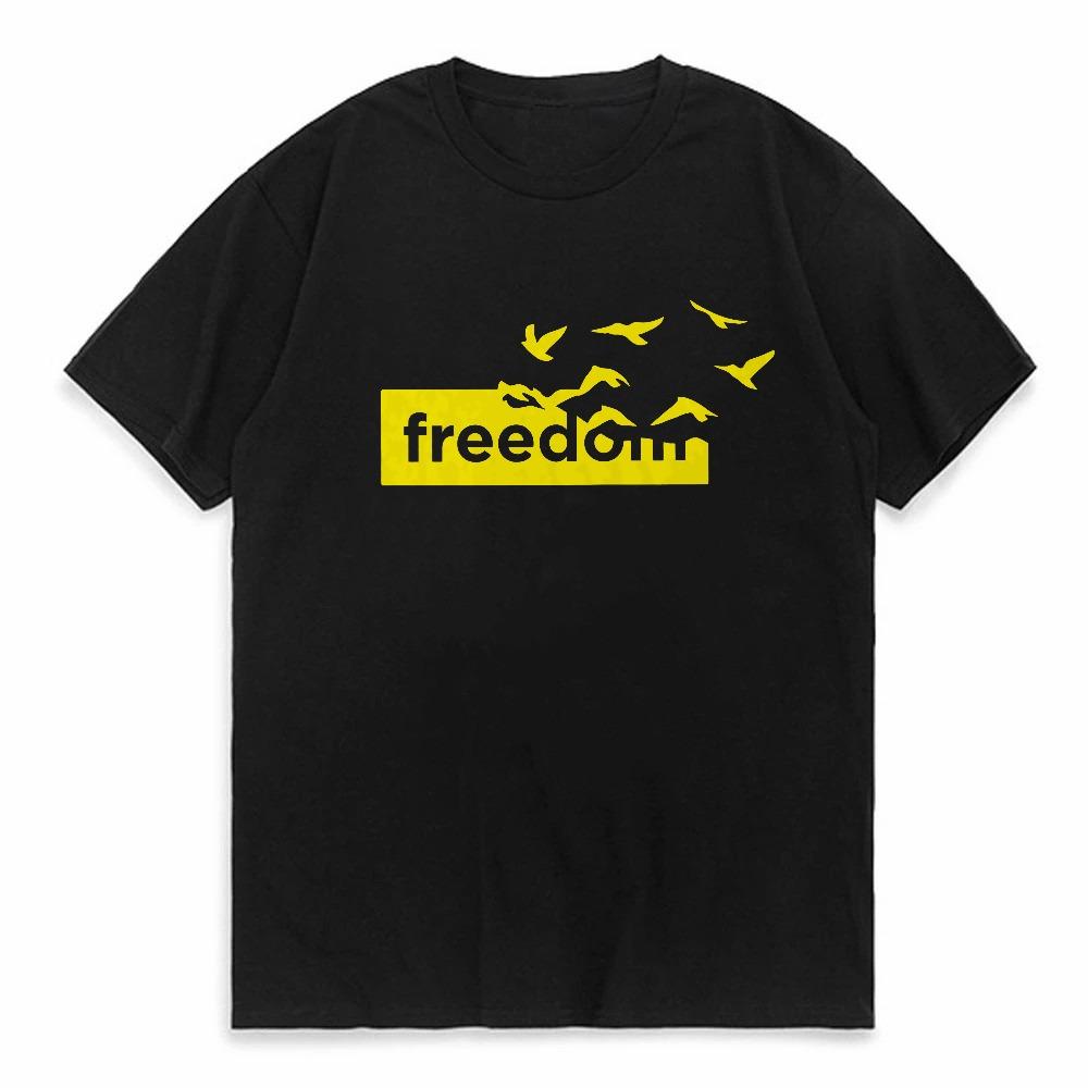 Mens The Freedom Letter Printed TShirt Cotton Oversized Funny Graphic Tees for Men Women Summer Tops 4XL