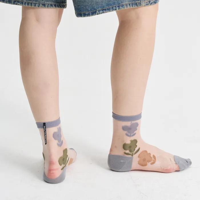 SeeThrough Flower Socks_Gray