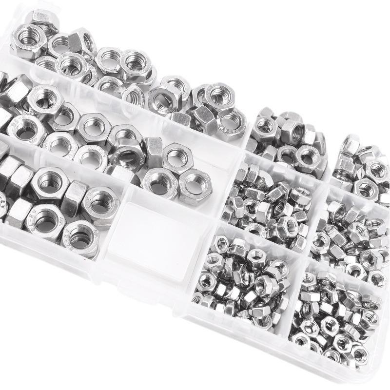 304 Stainless Steel Hexagonal Fine Pitch Nut Set – Boxed Mixed Nuts and Cross-Border Screws