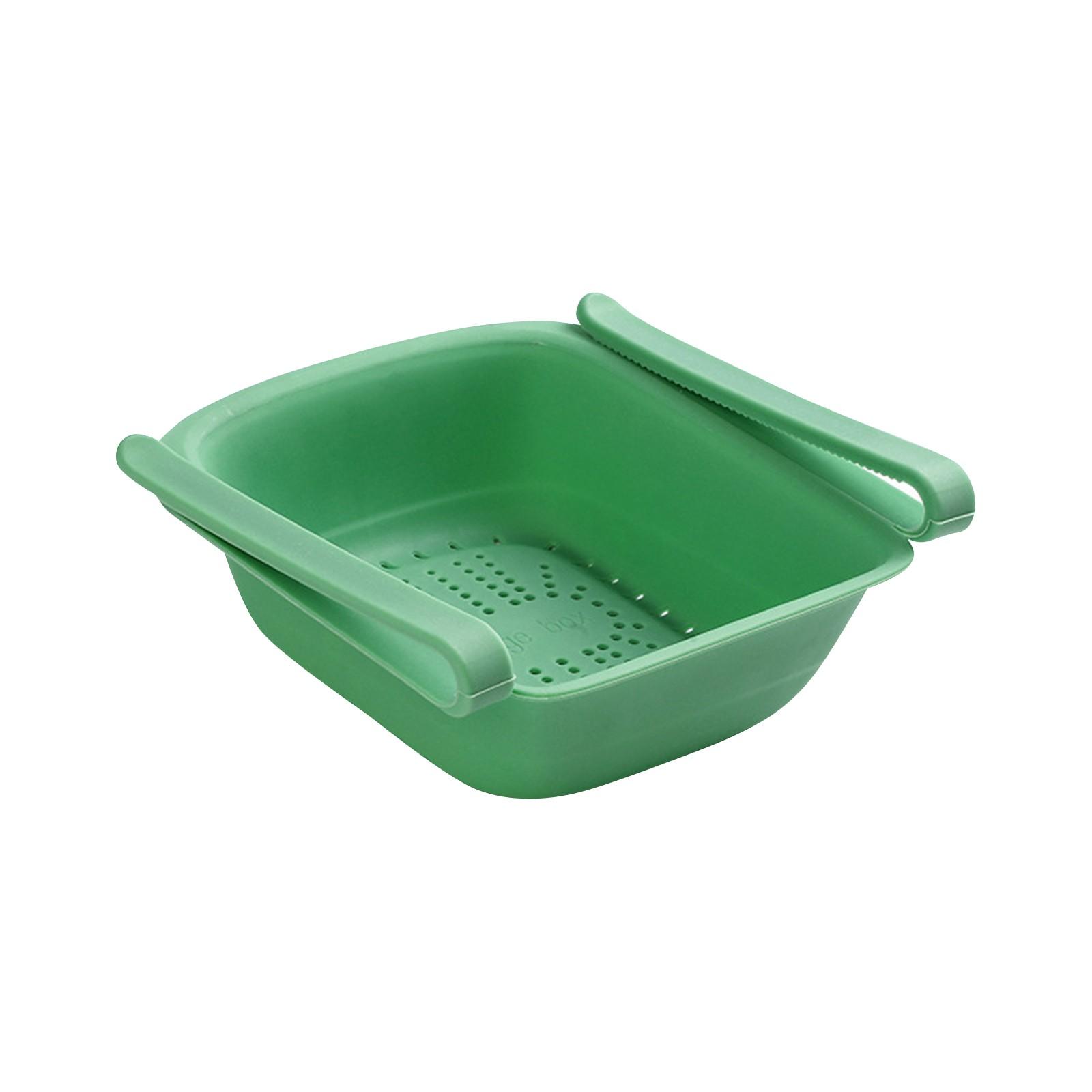 

Collapsible Kitchen Sink Strainer Basket Drain Basket Foldable Dish Drying Rack with Handles for Food Washing and Draining One Size зелений