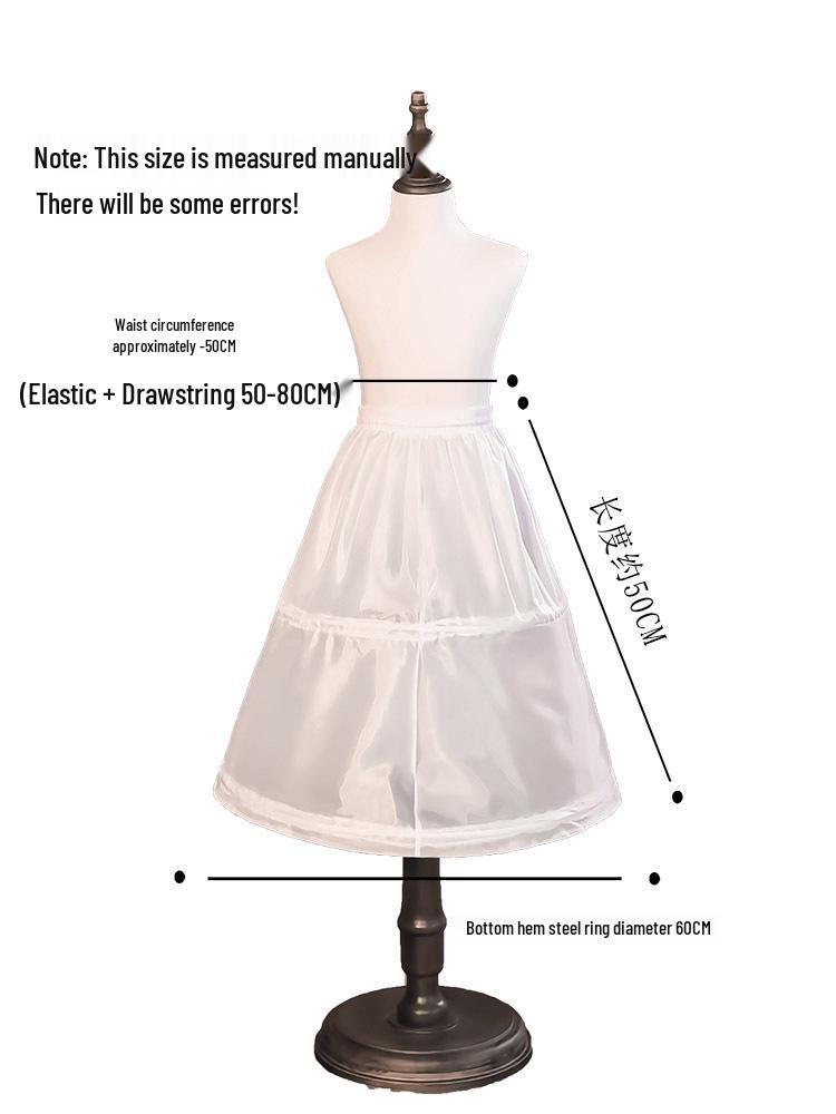 50cm Reifrock Kinder Fischbein Stütze Mittellang Mädchen Prinzessin A-Linie Unterrock mit Elastischem Bund