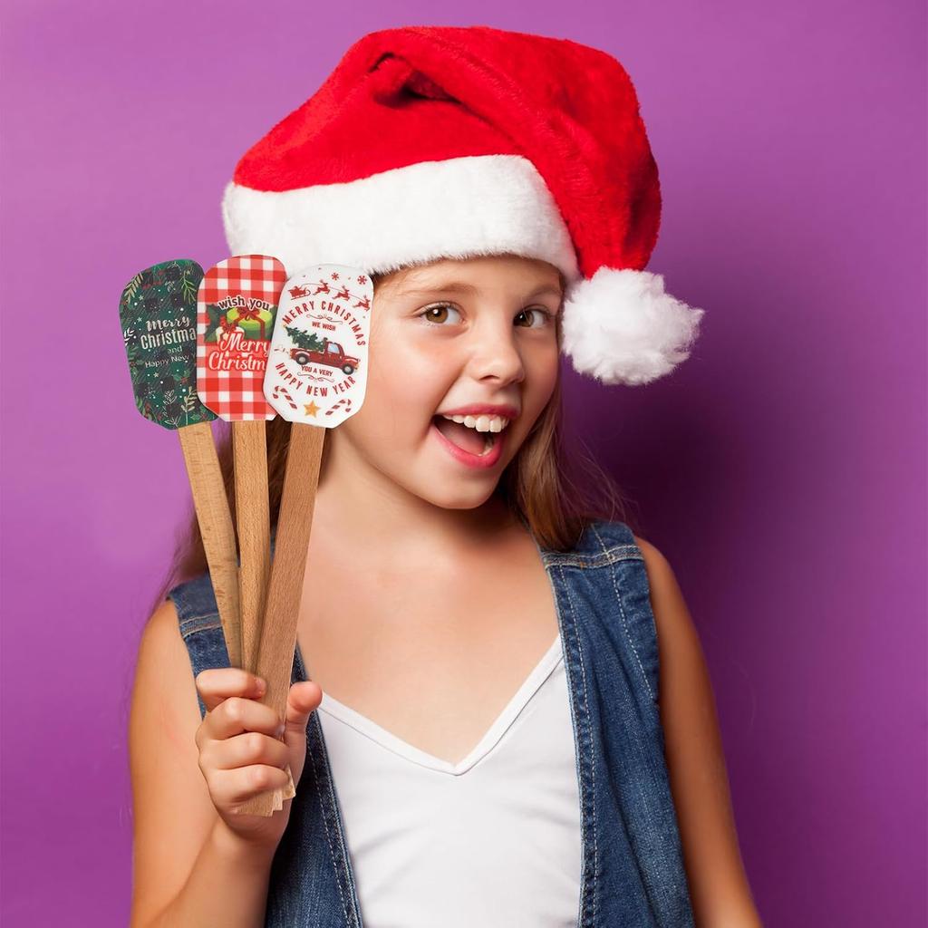 Christmas Silicone Spatula with Wooden Handle - Specially Designed for Christmas Cakes and Snowman Pancakes, Adorable Spatula,
