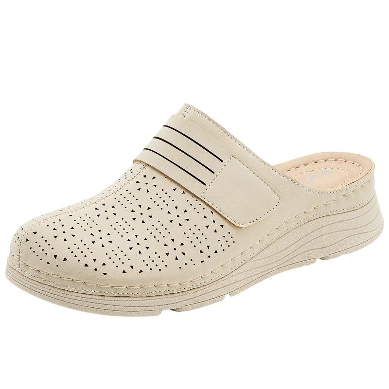 

Женские тапочки Baotou 2024, женские сандалии, летняя мода, дышащие тапочки с прошивкой для женщин, сандалии на танкетке и платформе 36 абрикосовый