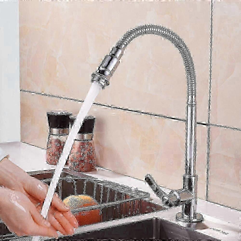 Outdoor Kitchen Sink Faucet with Flexible Neck - 360 Rotatable Single Handle Cold Water Tap
