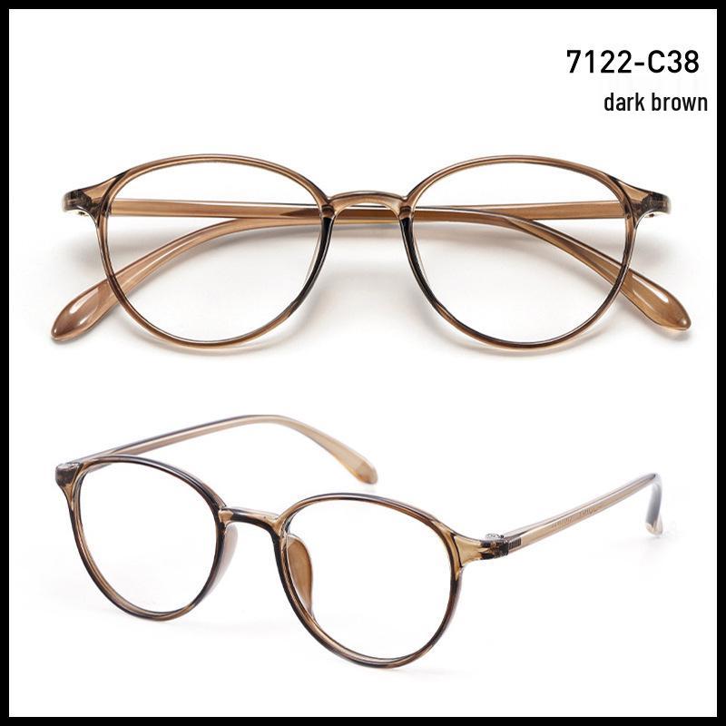 Retro Chic TR90 Oval Eyeglass Frame - Lightweight, Stylish Tea Color for Women, Prescription Compatible