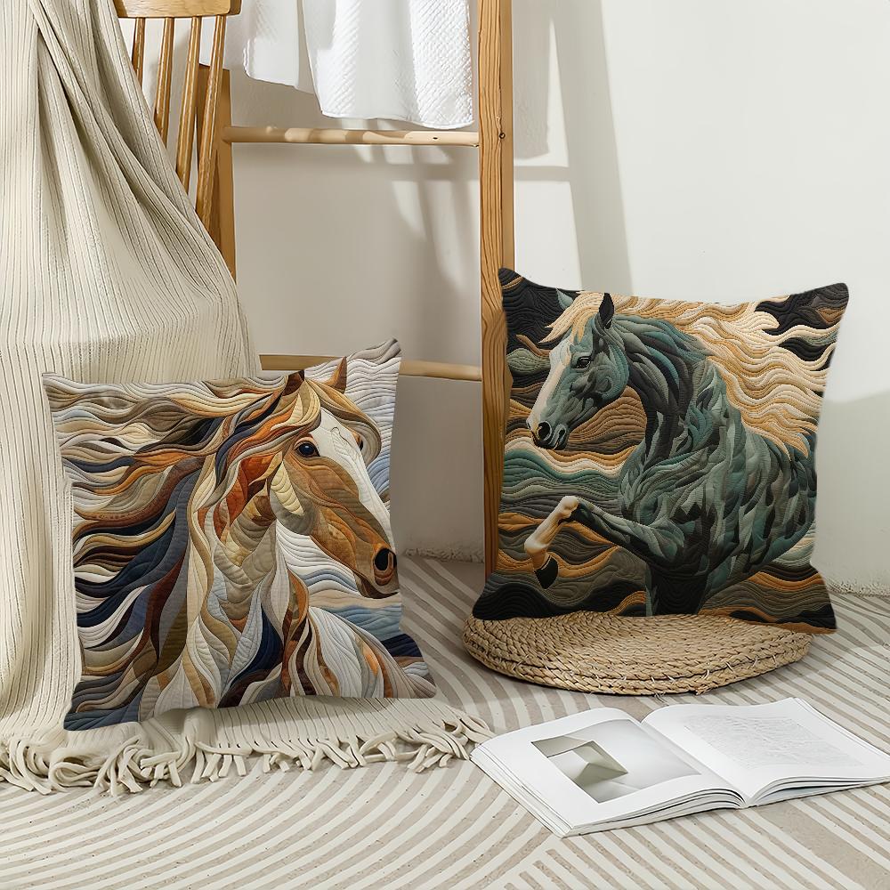 Stylish Horse Art Cool Pillow Case Office Cushions Suitable For Sofa Car Bedroom Decorative Cushion Cover