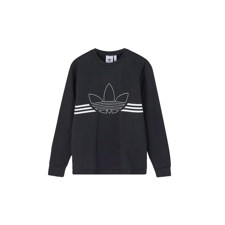 Adidas Originals OUTLINE CRW FLC Свитшоты Мужские Черные С круглым вырезом Умеренный Обычный ED4685 S