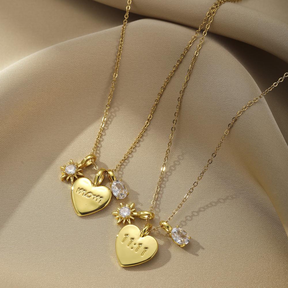 Stylish Two-sided Heart Necklace Pendant In Premium Stainless Steel Perfect For Fashionable Women And Moms