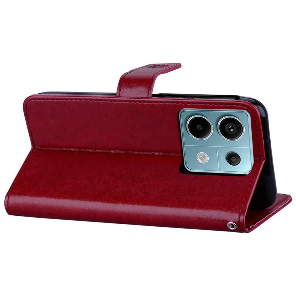 For Xiaomi Redmi Note 13 4G Wallet Phone Case Owl Flower Imprinted PU Leather Cover