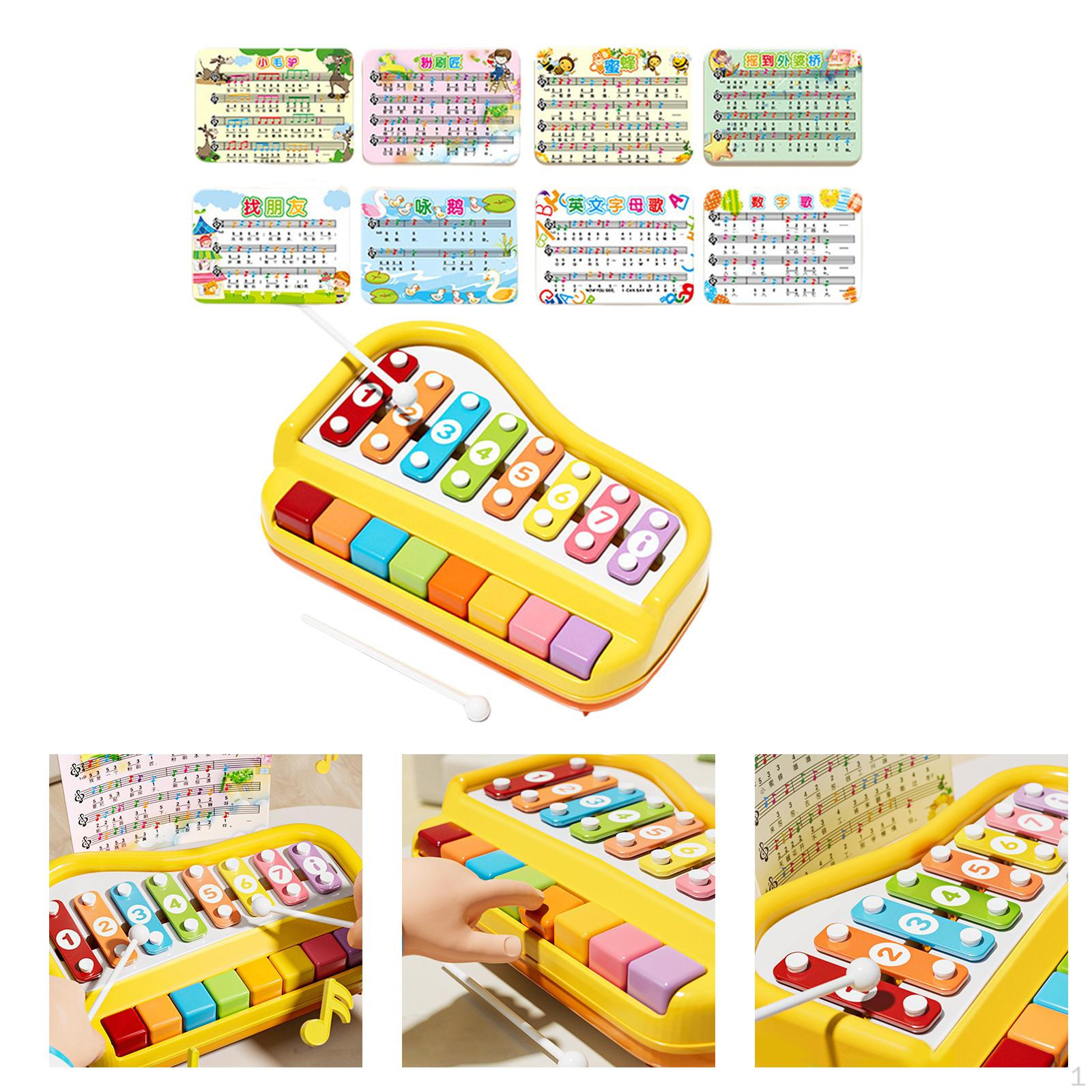 

Musical Toy Piano Educational Eight Tone Colorful Percussion Instrument Xylophone for Nursery Family