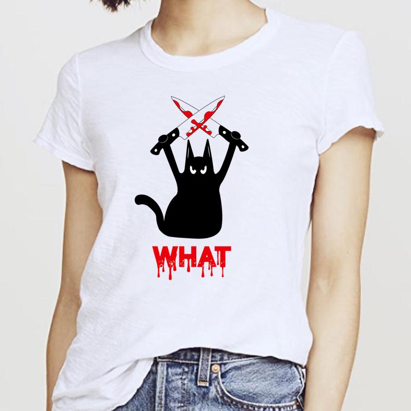 Women T-Shirts Cat Sweet New 2025 Fall Halloween Short Sleeve T-Shirt Female Harajuku Thanksgiving Graphic Oversized Tshirt Tops