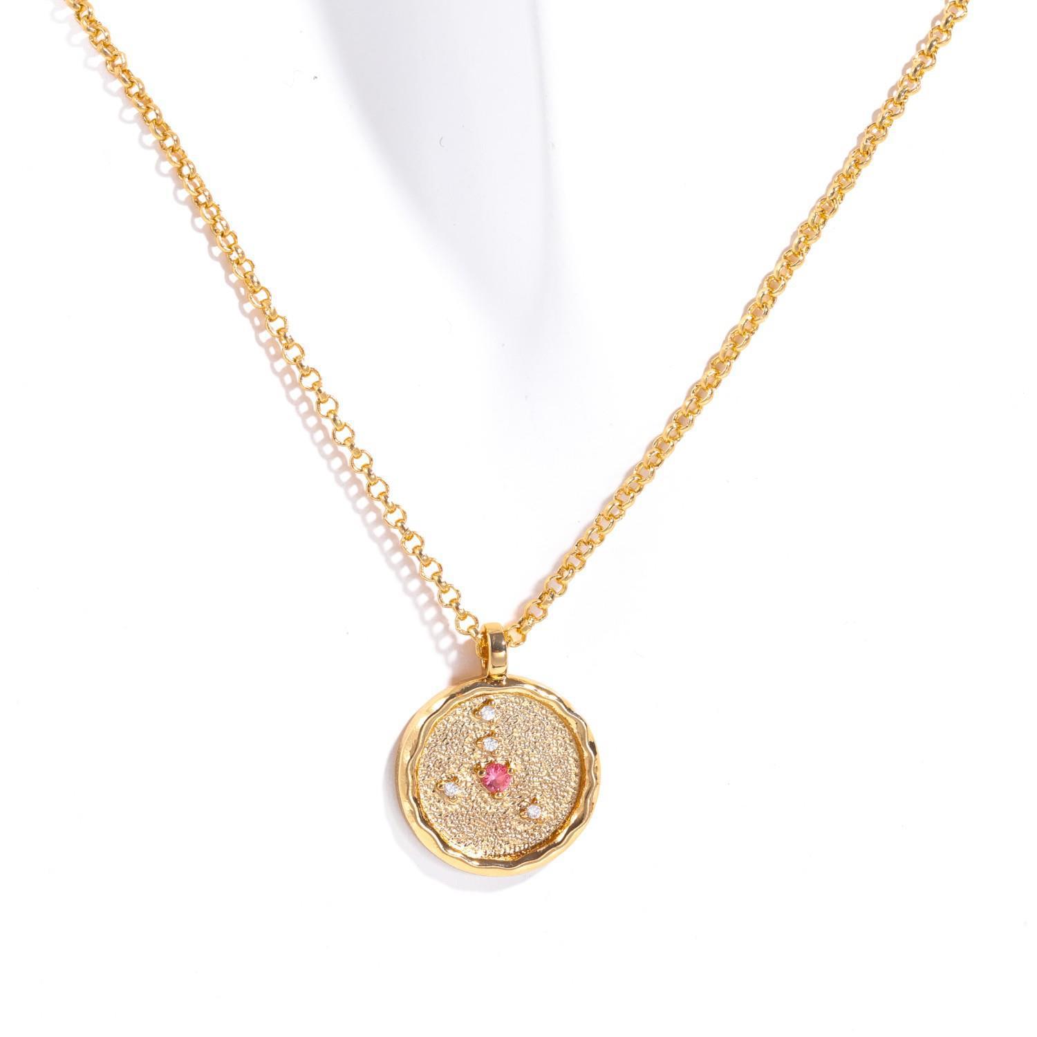 December Birthstone Zircon 12 Constellations Twelve Star Map Necklace Plated With Real Gold 18K