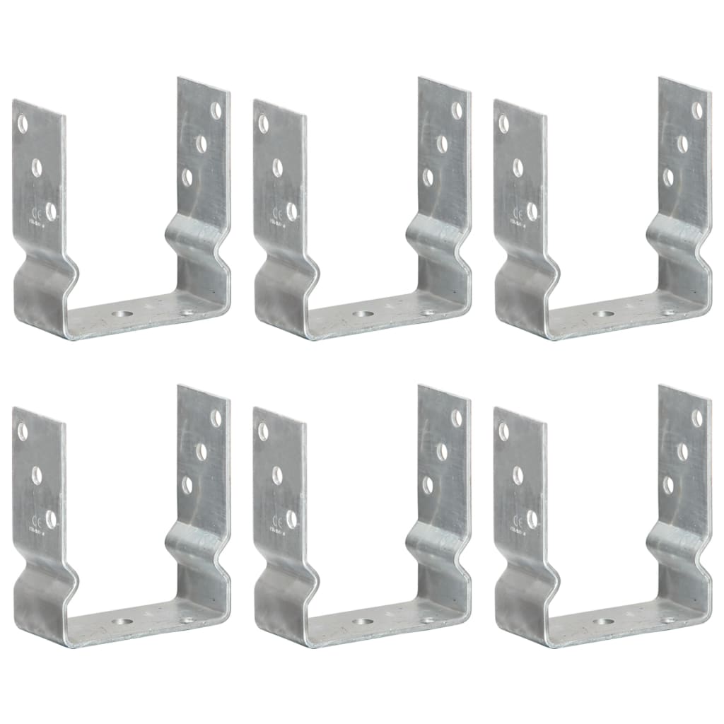 Vidaxl Post Anchors, 6 Pcs., Silver, 12 X 6 X 15 Cm, Steel