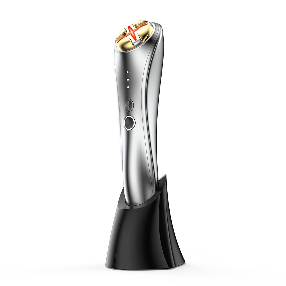 

Портативный домашний многофункциональный уход за кожей против морщин, подтяжка глаз, EMS фотонная терапия, массажер для лица, мини-радиочастотное косметическое устройство USB recharge серебряный