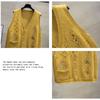 Hollow Embroidery Knitted Vest Women's Sleeveless Cardigan Retro Style Loose Casual V-neck Sweater Autumn and Winter