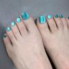 Green Cat Eye Glitter Removable Short Square Toe Nails - False Wearable Nails