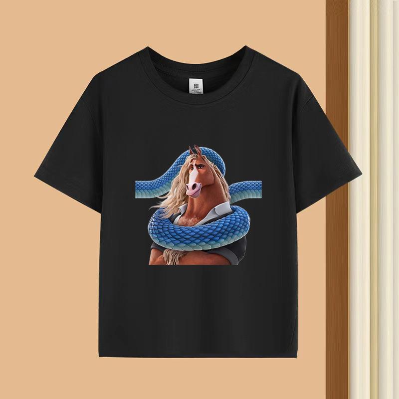 Dětské tričko s krátkým rukávem a kulatým výstřihem - 230g čistá bavlna s potiskem zvířat