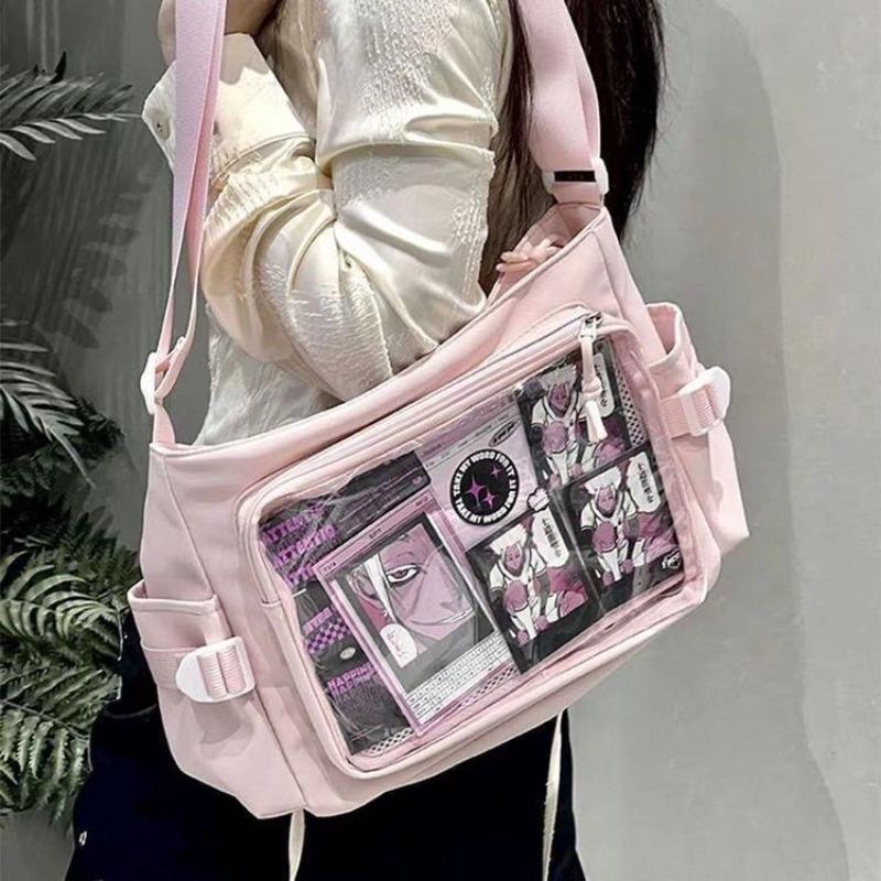 College Daily Versatile Transparent Pain Bag One Shoulder Class Book Loading Two-Dimensional Bag Female Crossbody Bag Casual Pain Bag