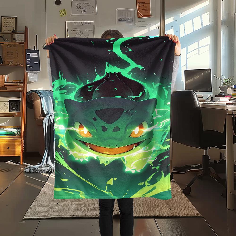 Pokemon Rocket Turtle Print Flannel Blanket,High Quality Comfortable for All Seasons,Home Decor,Warmth and Comfort,Perfect for Christmas Gifts