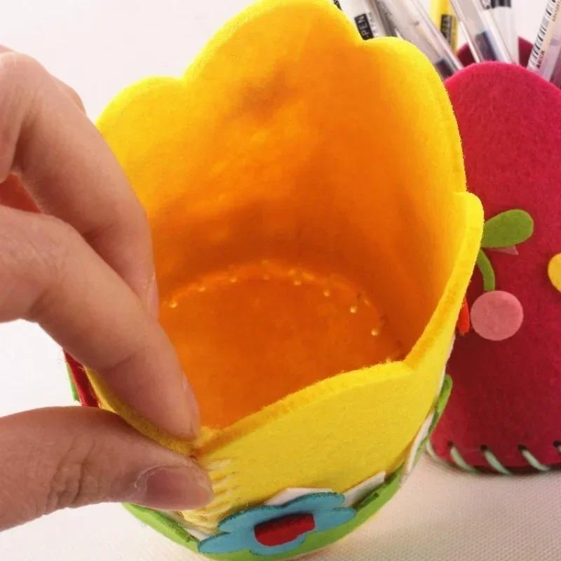 Fabric Brush Storage Bag Non-woven Bag Handmade DIY Fabric Early Education Kindergarten Creative Paste Felt Crafts Storage