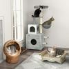 Wicker Cat Bed, Raised Rattan Cat Basket with Cylindrical Base, Soft Washable Cushion, 40 x 37 x 51 cm - Brown