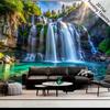 Green Forest Waterfall Lake Tapestry Nature Scenery Wall Art for Aesthetic Home Decor