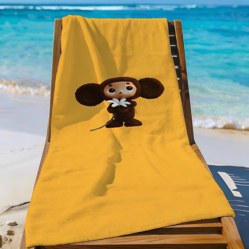 Cartoon Cheburashka Cute Towel Sports Quick Dry Travel Camping Gear Sandproof Soft Light Large Beach Towel