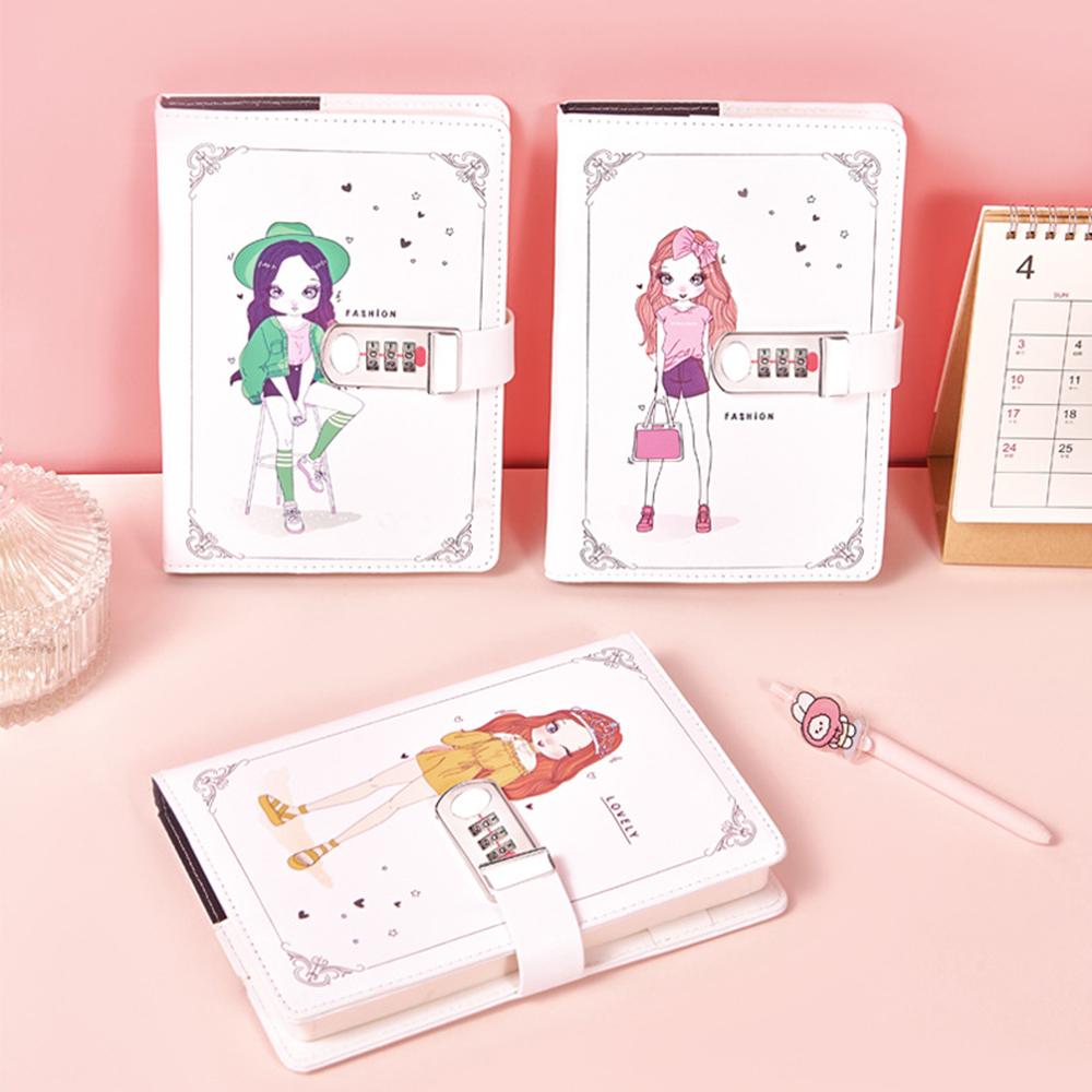 (Logo Can Be Engraved) A5 Student Lined Notebook with Password Lock, Private Notepad, Diary, Business Meeting Record Book, Hand Ledger