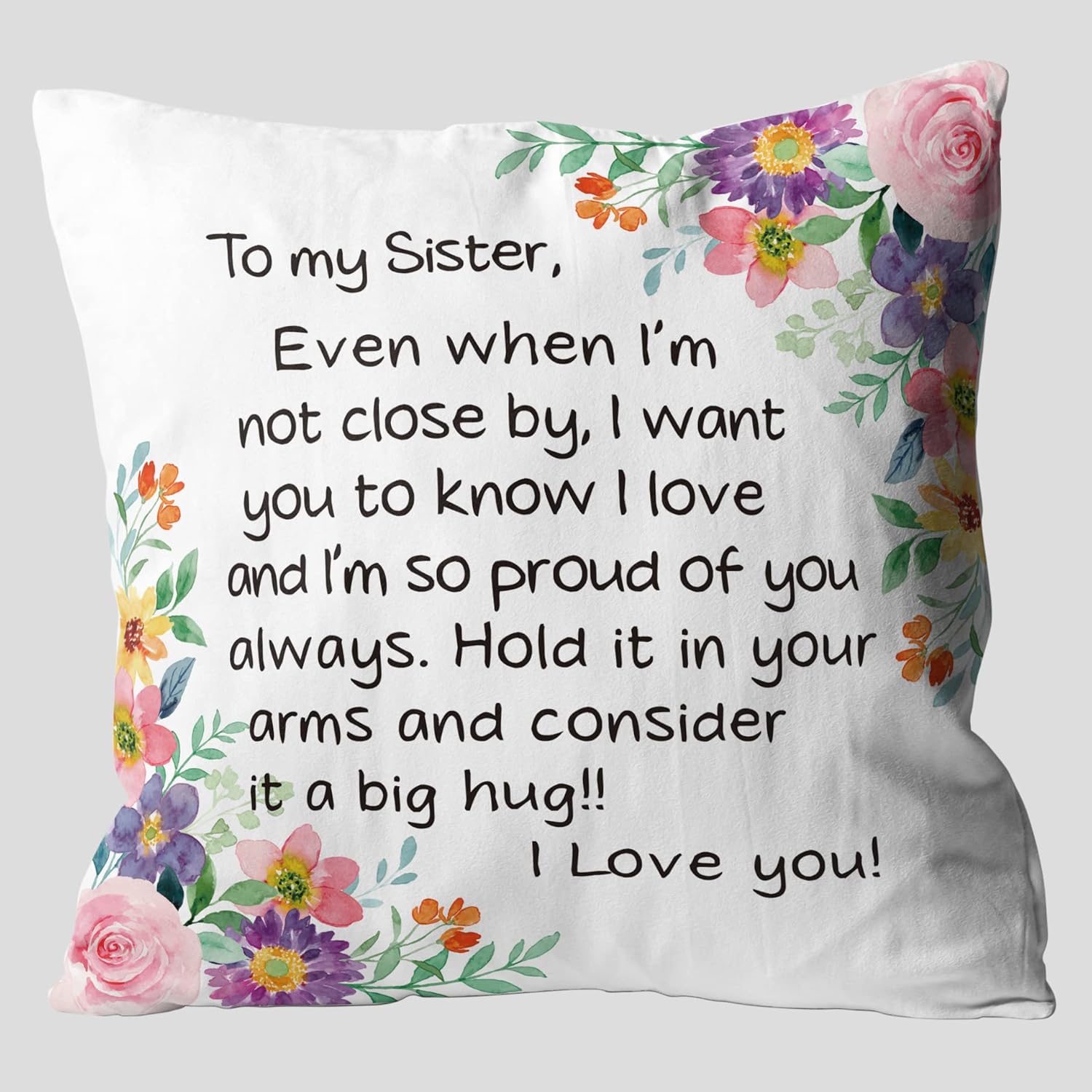 Sisters Gift from Sister Throw Pillow Covers,Reminder Gift for Lady Girls Gift, 18 x 18 Inch Decorative Flannel Pillow case. (Sisters (0069B)) Sisters (0069b)