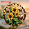 2D Flat Vibrant Sunflower Butterfly Stained Glass-Style Suncatcher Acrylic Hanging Decor for Windows Festive Party Decoration