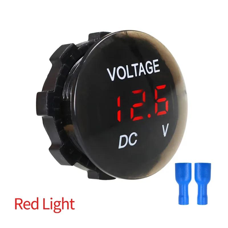 Mini Round Waterproof Motorboat Motorcycle DC5V-48V LED Panel Digital Voltmeter Tester Monitor Display Voltmeter