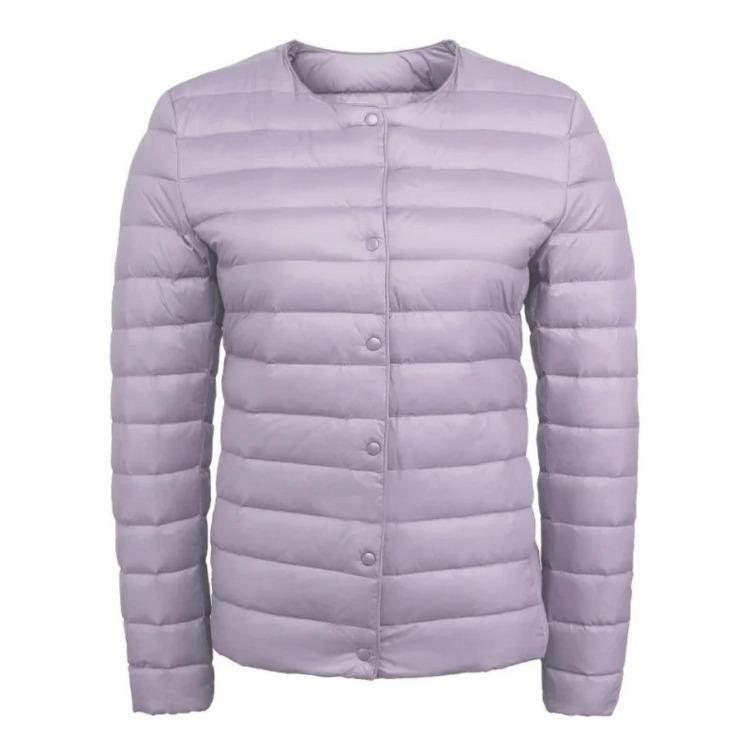 Women Puffer Jacket Down Parka Overcoat Ultralight Warm Portable Collarless O Neck Padded Spring Winter