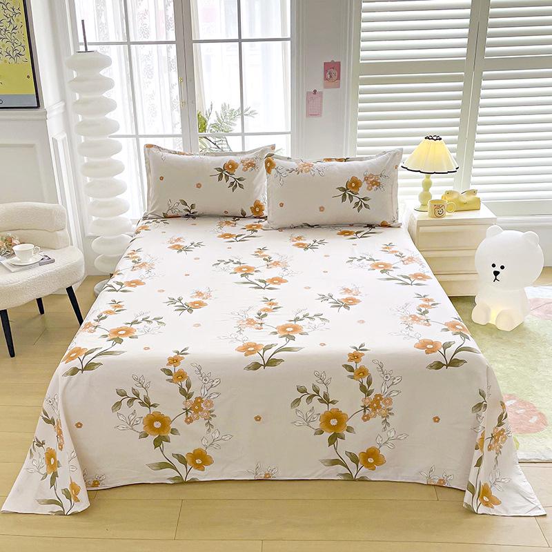 Double Person Cotton Bed Sheet for Summer - Skin-friendly, Student Dormitory Bedding