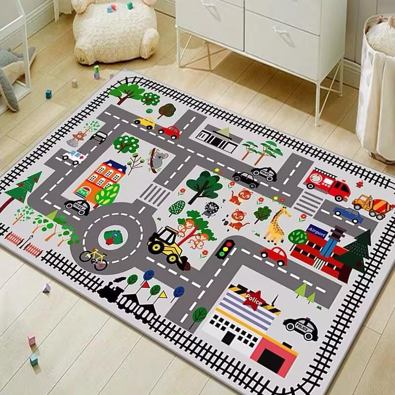 Game Carpet City Road Traffic Parking Lot Printed Floor Mat Children's Tenant Hall Anti Slip Foot Mat Home Decoration