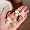 Korean New Cute 4.5cm Stereoscopic Bow Hair Tie Hair Clip For Sweet Girls Rhinestones Acetate Hair Rope Duckbill Clip