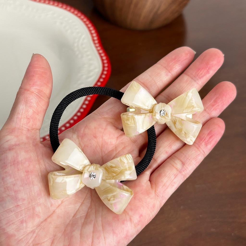 Korean New Cute 4.5cm Stereoscopic Bow Hair Tie Hair Clip For Sweet Girls Rhinestones Acetate Hair Rope Duckbill Clip