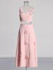 2025 French Retro Summer Floral Spliced High-Waist Midi Skirt and Sling Top Set