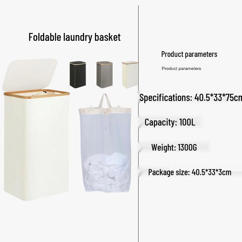 Foldable Laundry Basket with Inner Bag - Bathroom & Bedroom Storage, Oxford Cloth Hamper