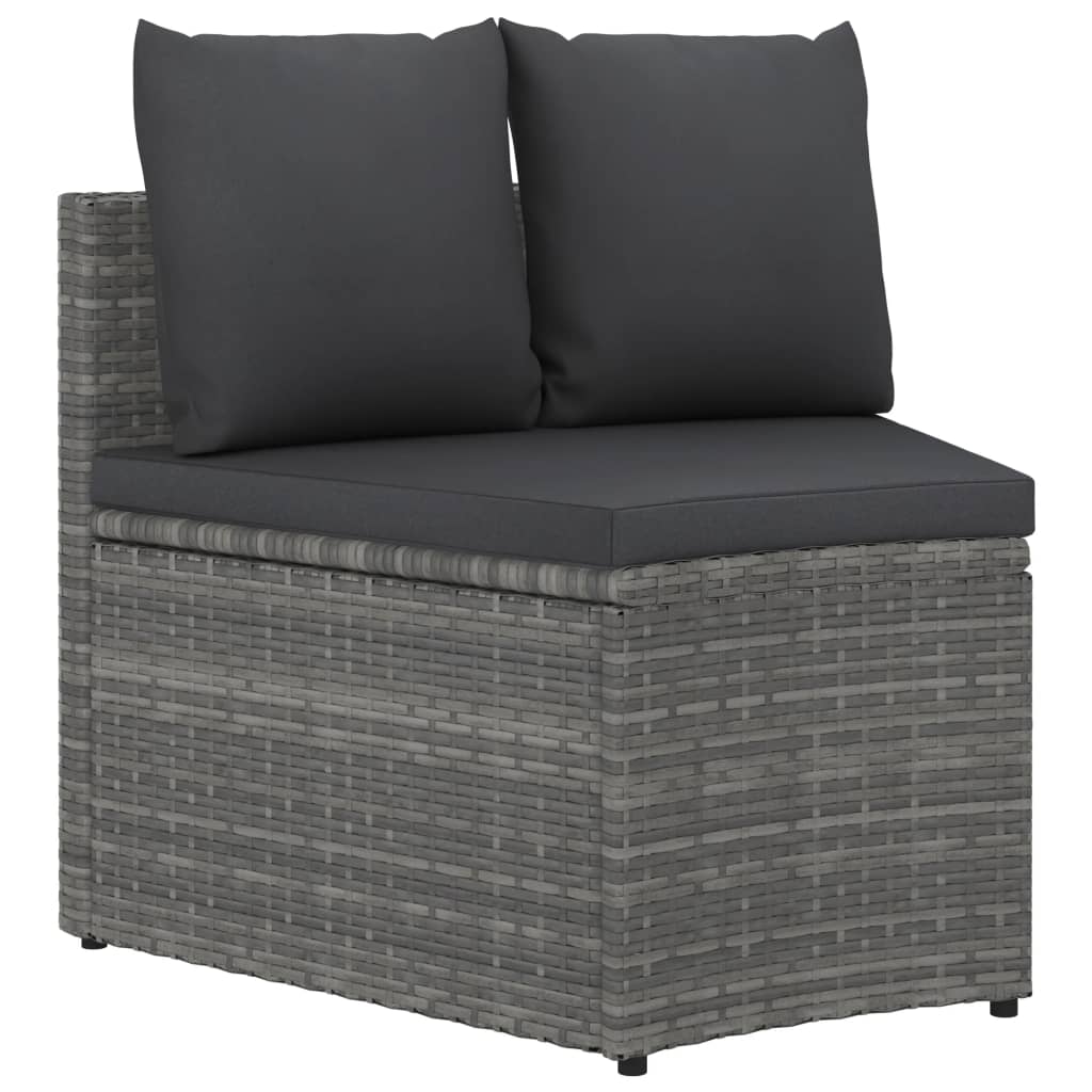 2 Piece Garden Sofa Set with Cushions Poly Rattan Gray