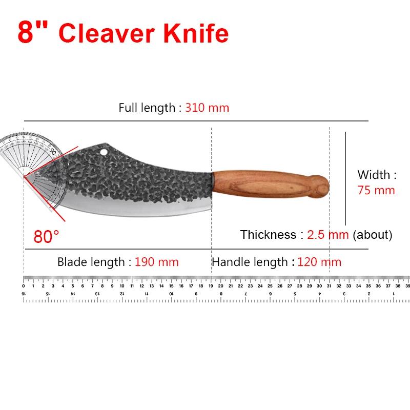 Forged Kitchen Knives Meat Cleaver Chopping Vegetables Butcher Knives Hiking Camping Barbecue Outdoor Survival Knife Wood Handle