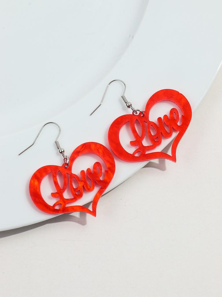 New Valentine's Day Heart Acrylic Earring for Women Girls Creative Glitter Love Vine Hollow Drop Earrings Fashion Jewelry Gifts