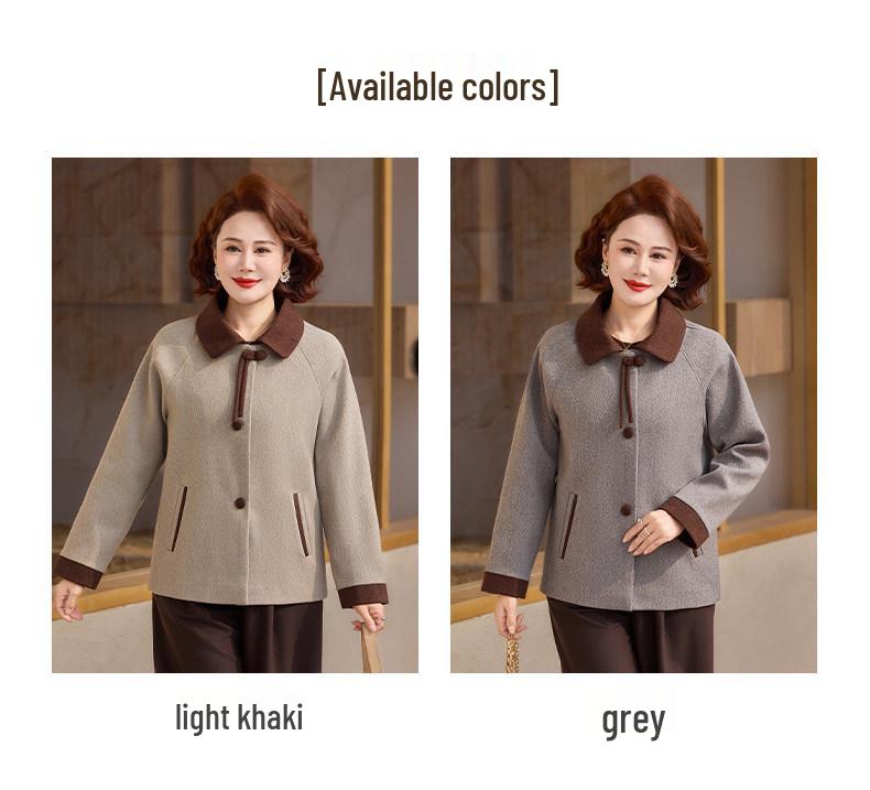Mom's 2026 Stylish Wool Coat - Spring/Autumn Fashion for Middle-Aged & Elderly Women, Perfect Mother's Day Gift