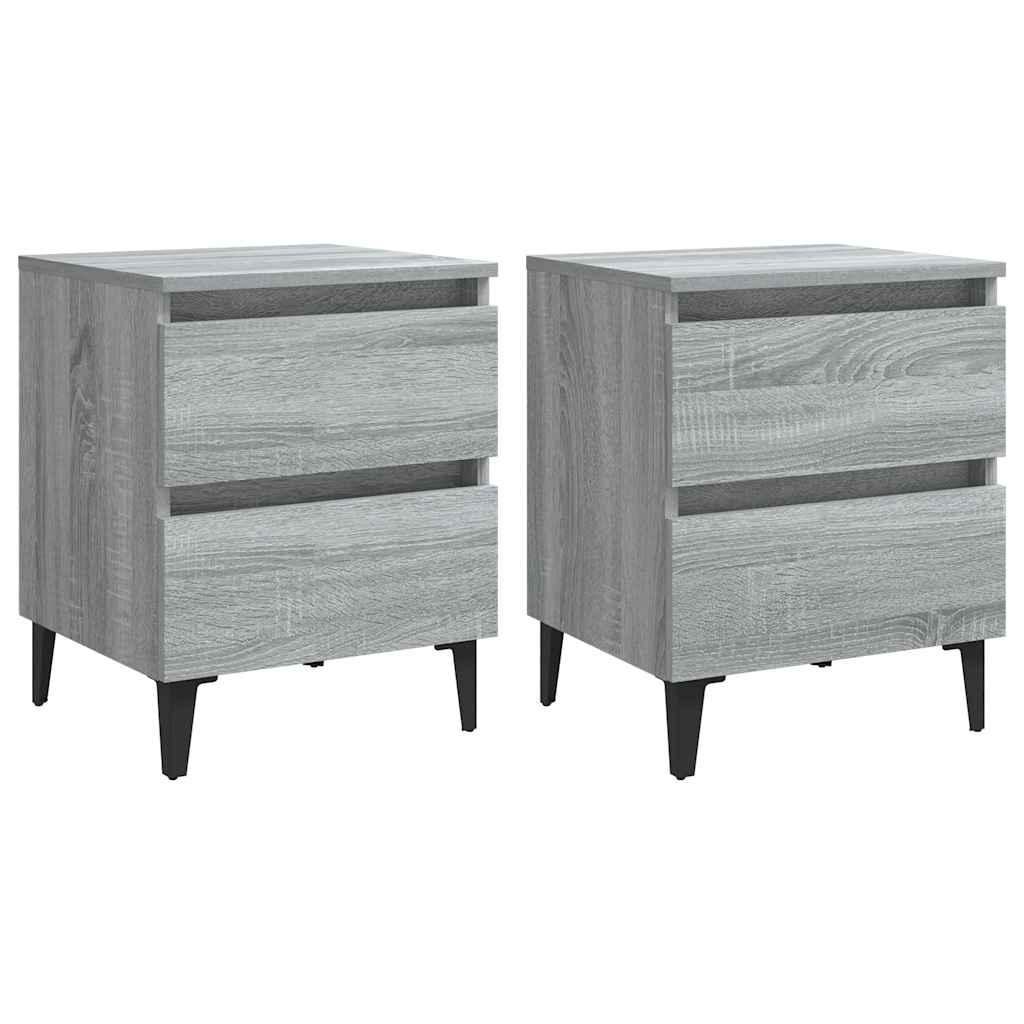 Nightstands with Metal Legs 2 pcs Grey Sonoma 40 x 35 x 50 cm