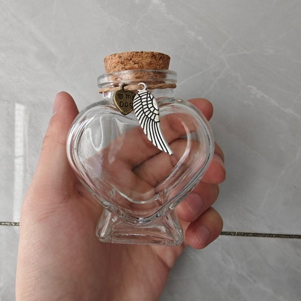 

Transparent Cat Funeral Urn Heart-Shaped Pet Fur Keepsake Jar Pet Memorial Urn Remembrance Style 1