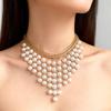 Exaggerated Style Pearl Multilayer Necklace Adjustable Imitation  Pearl Necklace  Beach