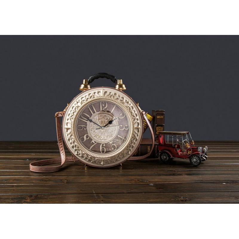 Retro Chic Round PU Handbag With Clock Face Design Womens Shoulder Crossbody Bag Daily Wear